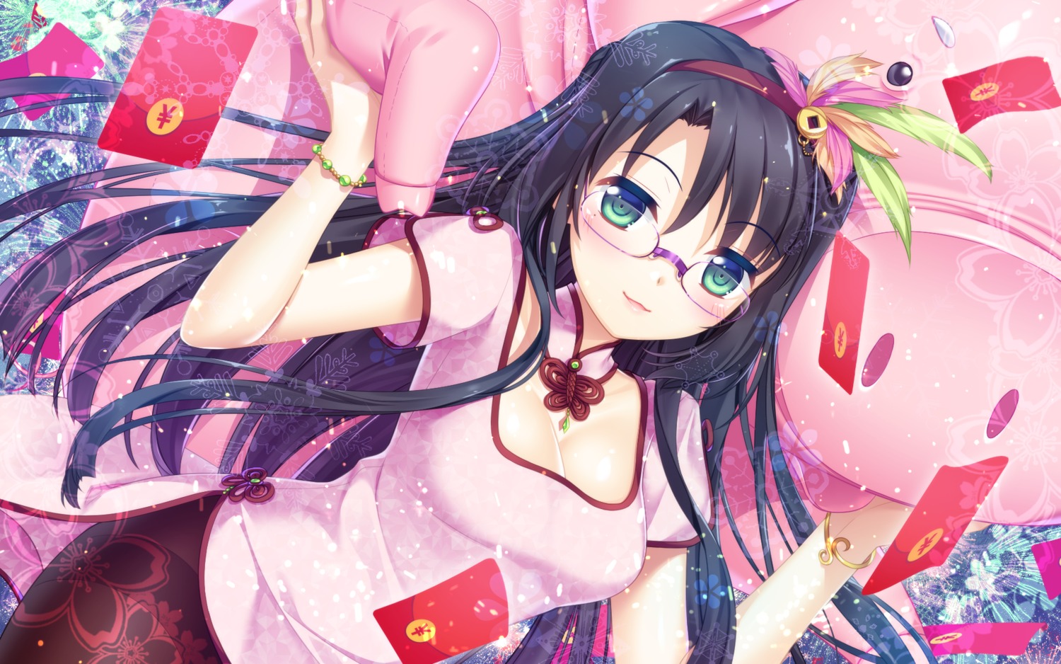 33, asian_clothes, cleavage, gaokao.love.100days, luo_xiaohan, megane, wallpaper