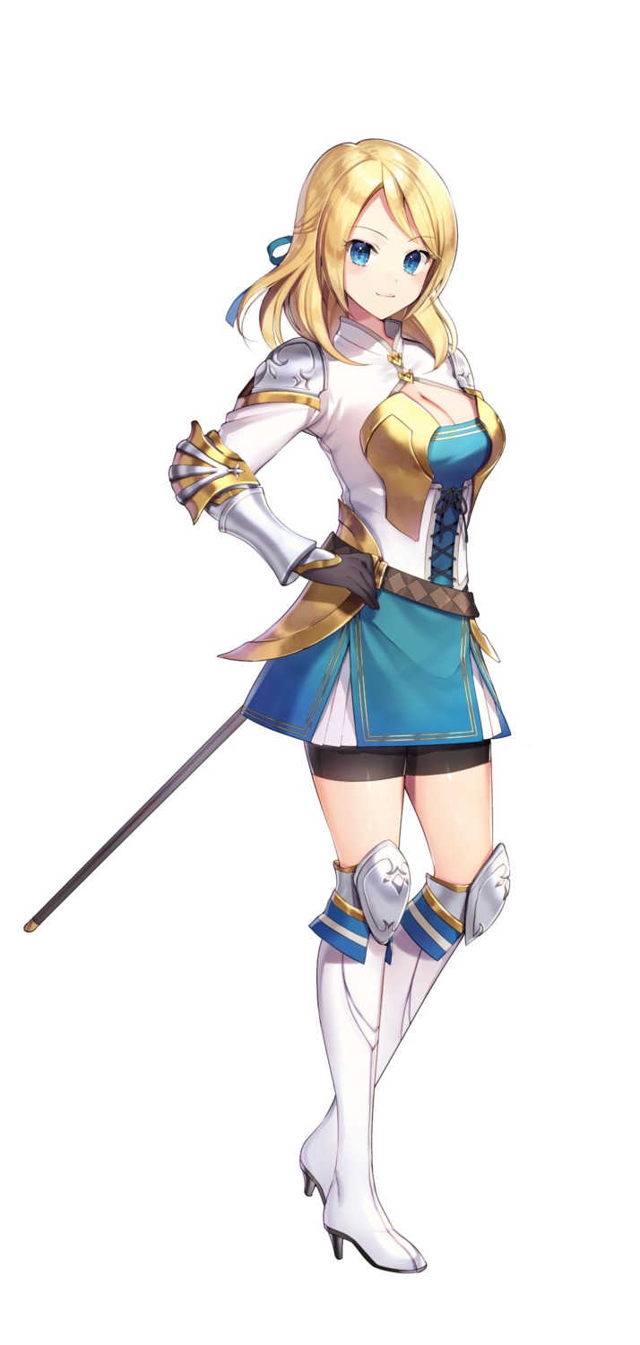 ankoku_kishi_no_ore_desu_ga_saikyou_no_sei_kishi_wo_mezashimasu, armor, bike_shorts, cleavage, heels, momoshiki, sword