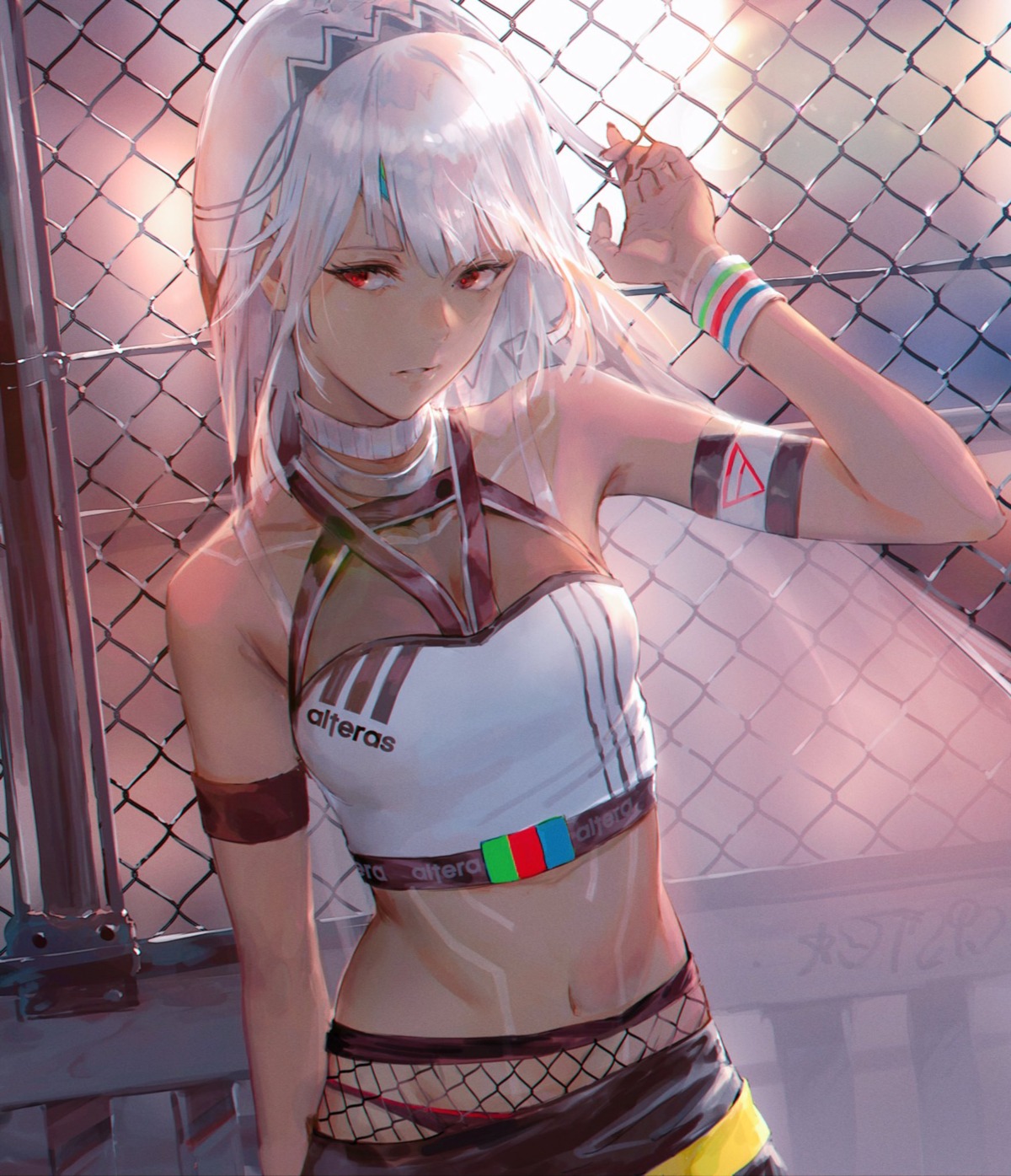 attila_(fate/grand_order), bikini, cleavage, fate/grand_order, fishnets, shogo_(shogo), swimsuits, tattoo