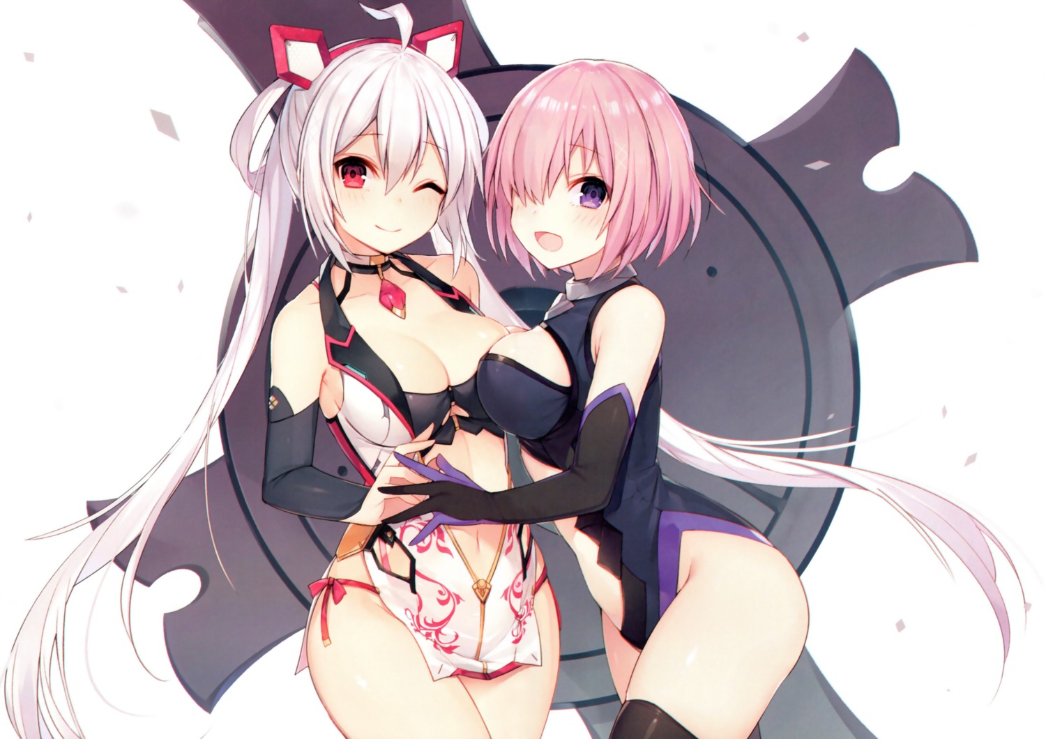 bra, cleavage, crossover, fate/grand_order, leotard, mash_kyrielight, matoi_(pso2), muryo