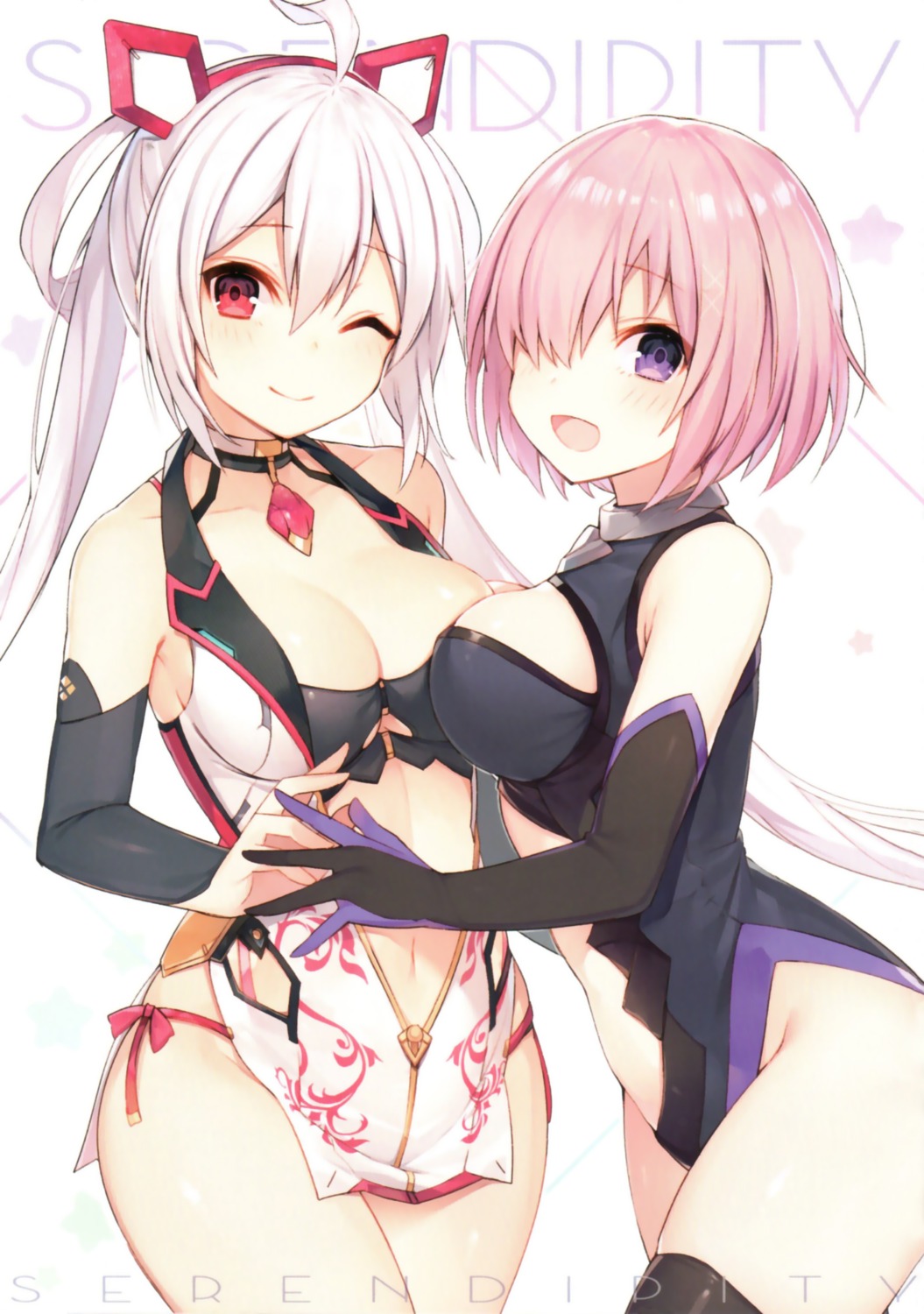 bra, cleavage, crossover, fate/grand_order, leotard, mash_kyrielight, matoi_(pso2), muryo