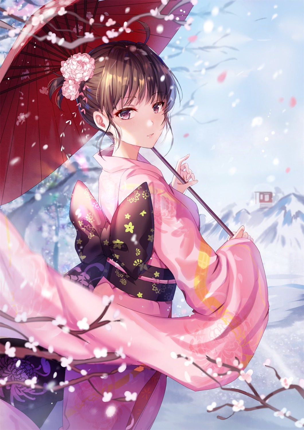 fate/grand_order, kara_no_kyoukai, kimono, ryougi_shiki, shanguier, umbrella