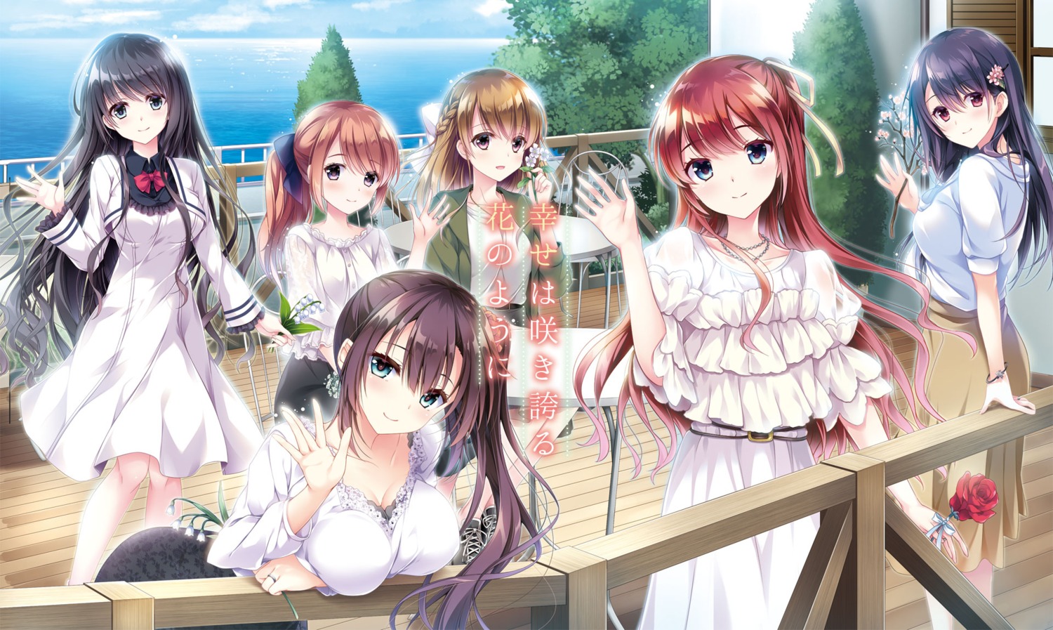 breast_hold, cleavage, dress, ensemble_(company), gin, hayami_misato, keisaka, koi_wa_sotto_saku_hana_no_you_ni