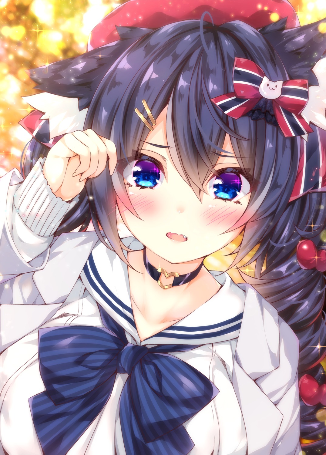 animal_ears, nekomimi, ojitea, seifuku, sweater