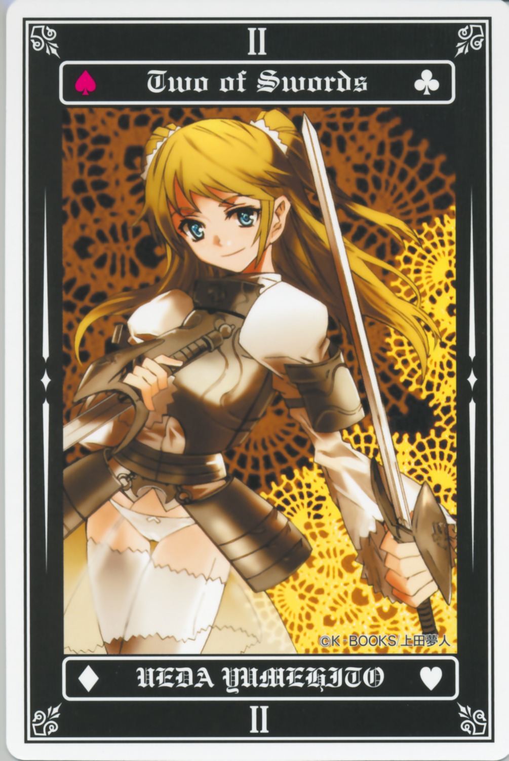 armor, pantsu, sword, tarot, thighhighs, ueda_yumehito