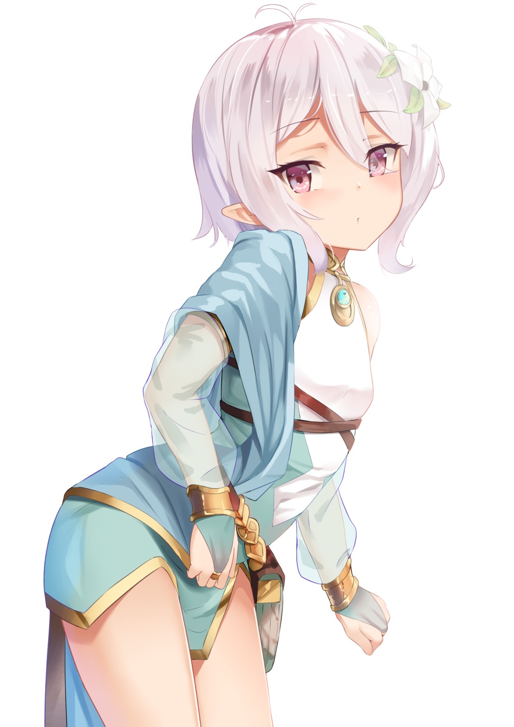 cosplay, granblue_fantasy, kokkoro, mengo, pointy_ears, princess_connect!, princess_connect!_re:dive, see_through