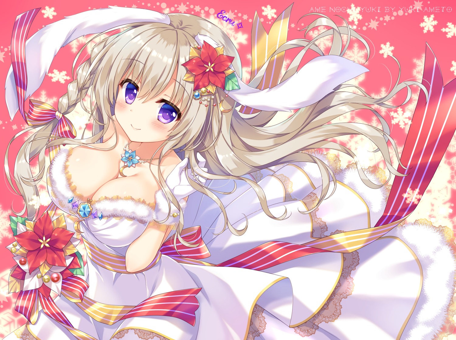 ameto_yuki, animal_ears, bunny_ears, cleavage, dress, ecru_(ameto_yuki)