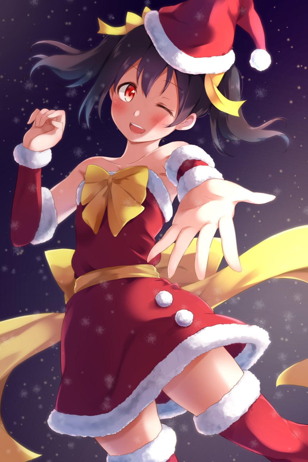 christmas, dress, hitotsuki_no_yagi, love_live!, love_live!_(series), thighhighs, yazawa_nico