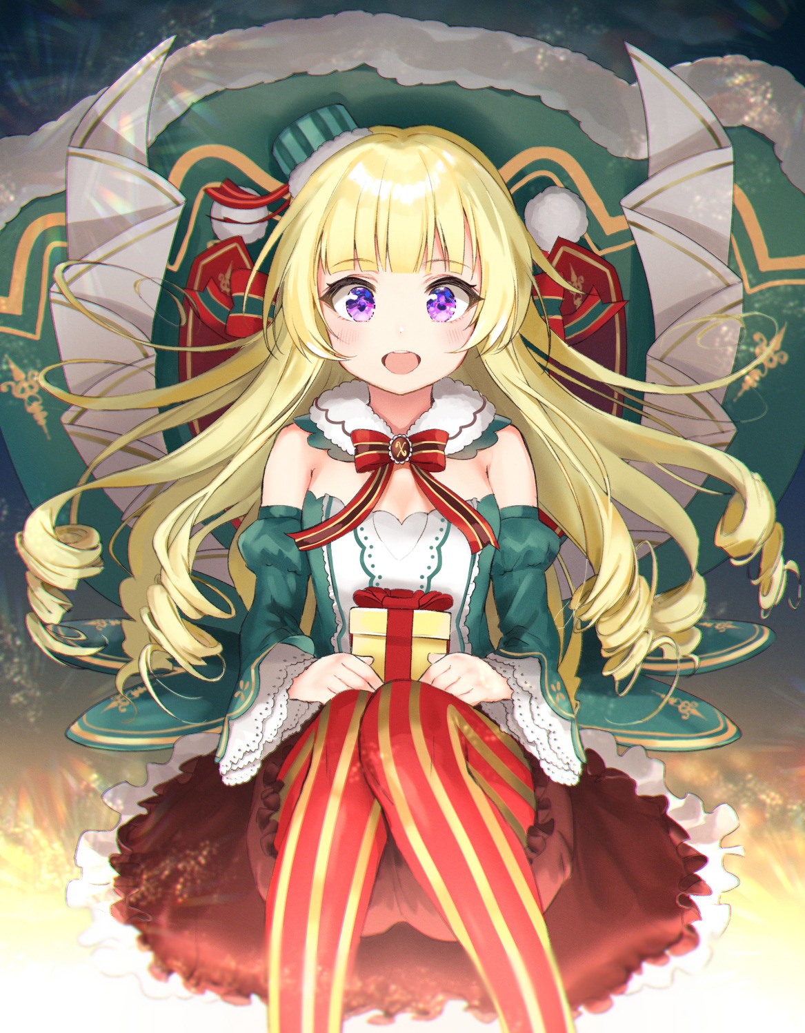 battle_girl_high_school, bloomers, christmas, cleavage, kiyosato0928, pantyhose, sendouin_kaede