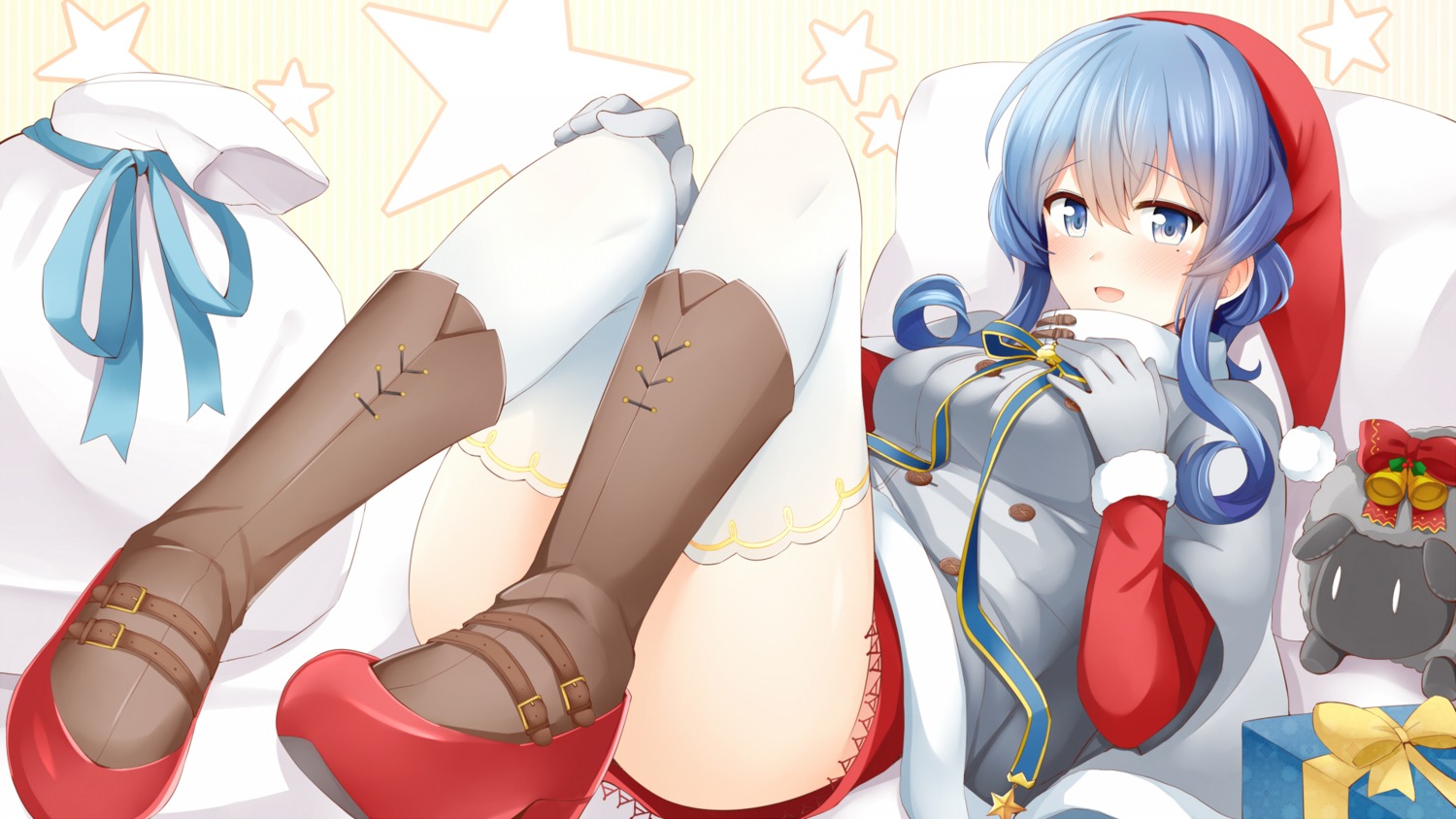 breast_hold, christmas, gotland_(kancolle), heels, kantai_collection, ray83222, thighhighs, wallpaper
