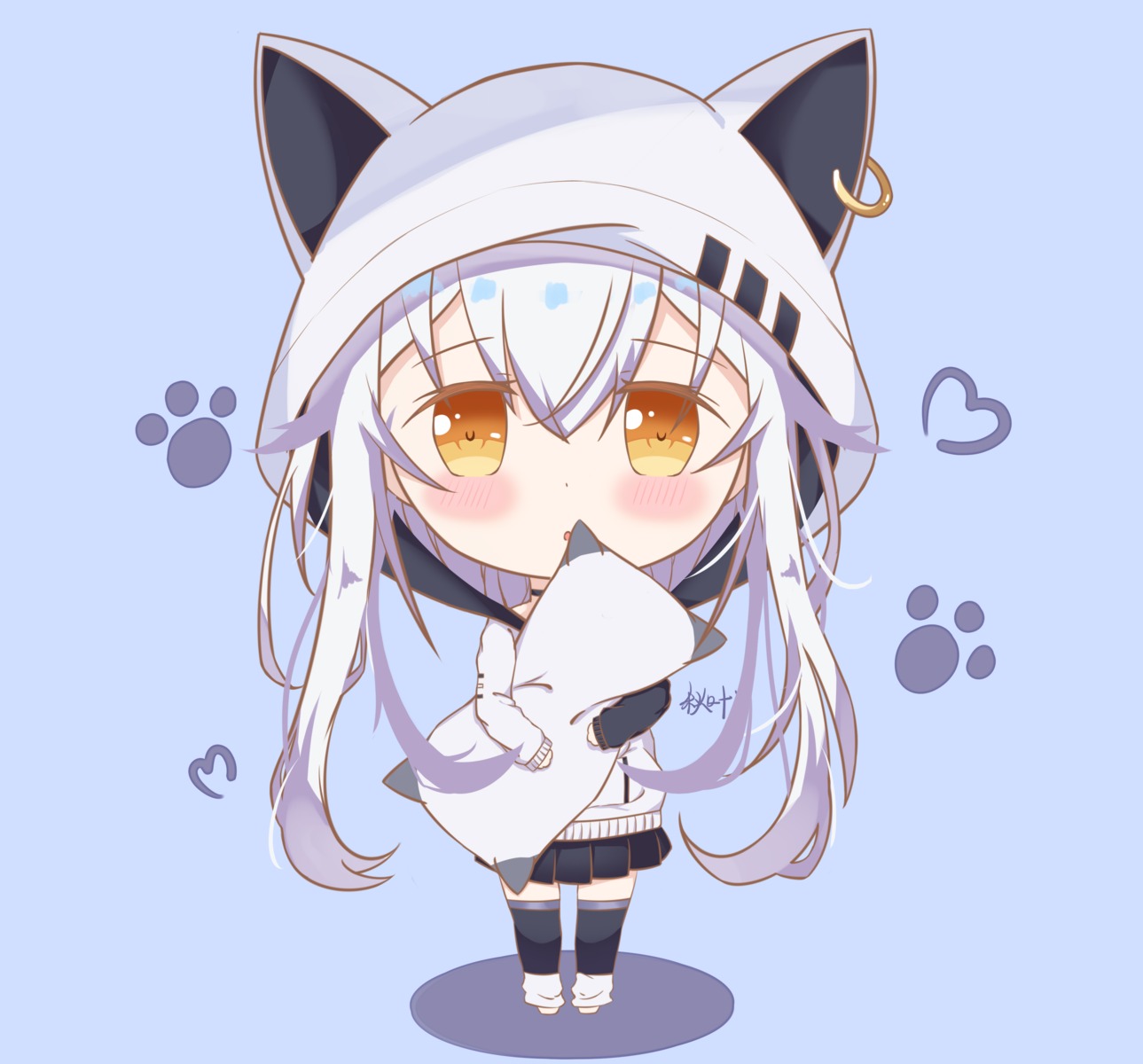 animal_ears, azuma_lim, azuma_lim_(character), chibi, liang_feng_qui_ye, sweater, thighhighs