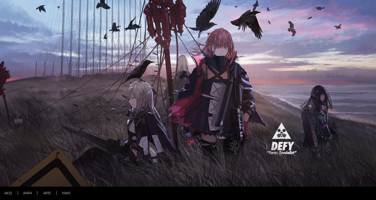 ak-12_(girls_frontline), an-94_(girls_frontline), garter, girls_frontline, gun, lin+, m4a1_(girls_frontline), st_ar-15_(girls_frontline)