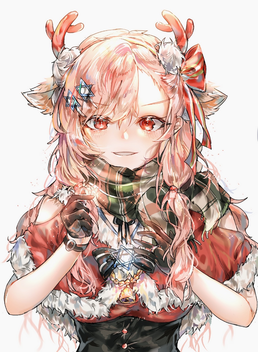 animal_ears, christmas, girls_frontline, hobby_(artist), horns, negev_(girls_frontline)