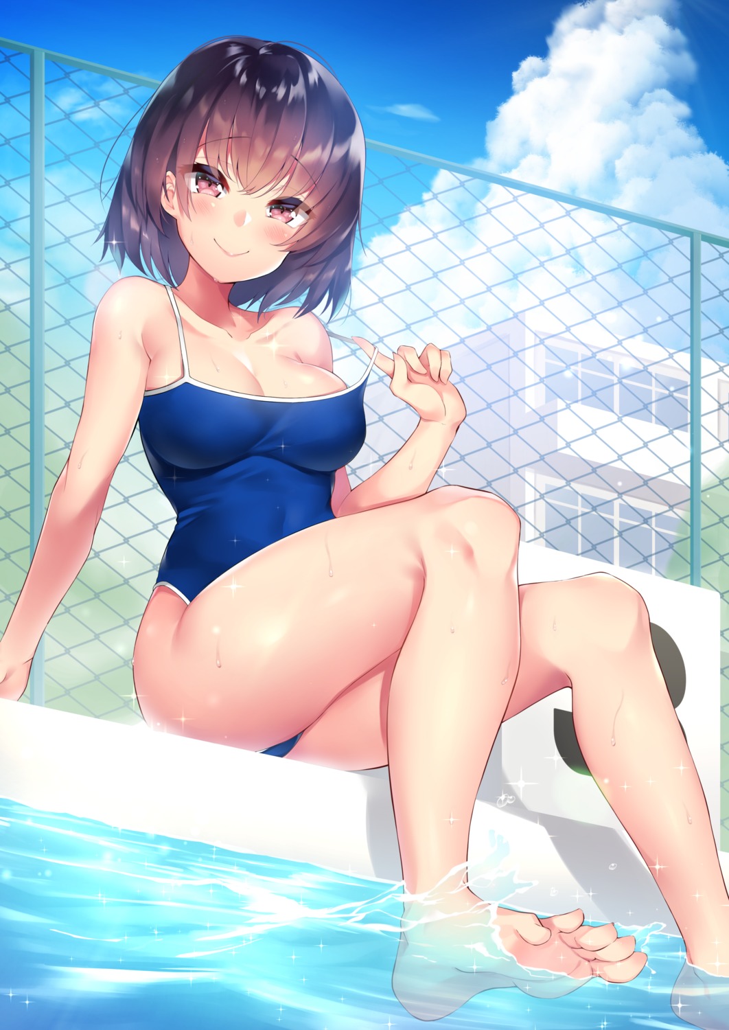 cleavage, feet, school_swimsuit, swimsuits, usa_b, wet