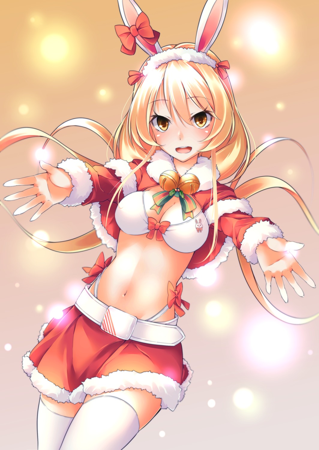 animal_ears, azur_lane, benson_(azur_lane), bikini, bunny_ears, christmas, cleavage, swimsuits, thighhighs, trend_kill