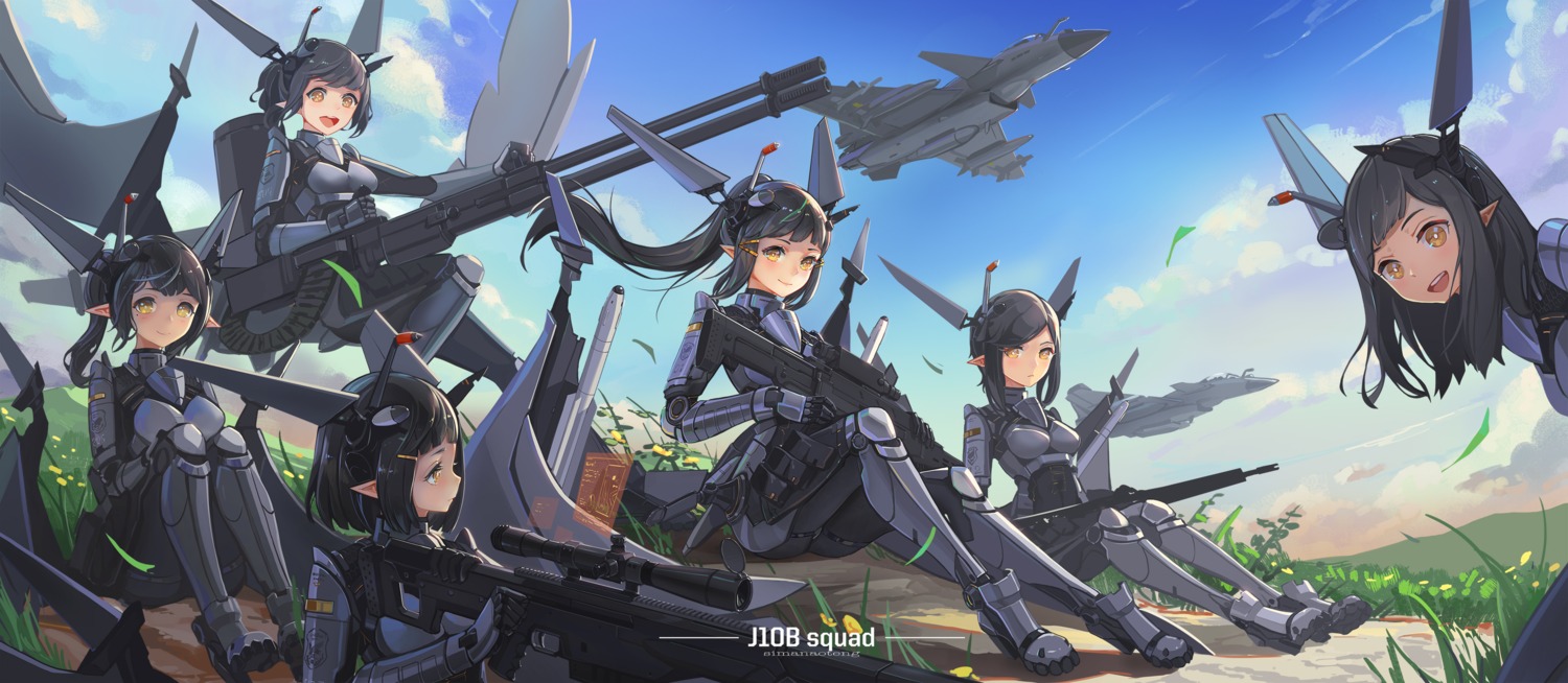 gun, heels, mecha_musume, pointy_ears, sima_naoteng