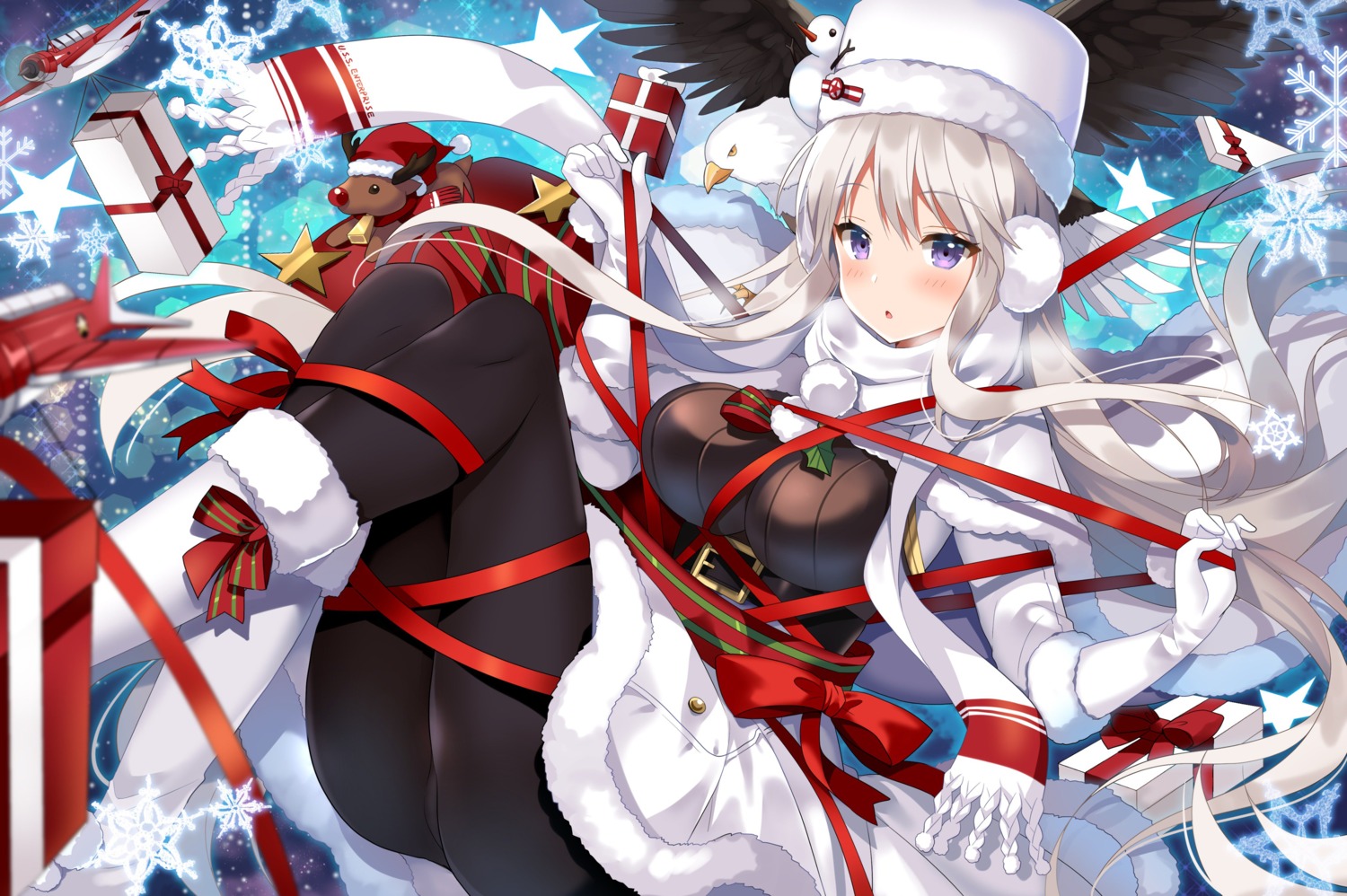 azur_lane, christmas, enterprise_(azur_lane), kurot, pantyhose