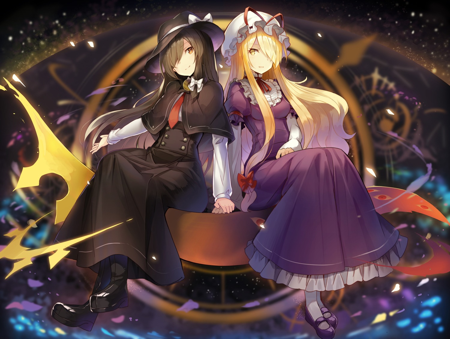 dress, heels, rin_falcon, touhou, usami_renko, yakumo_yukari