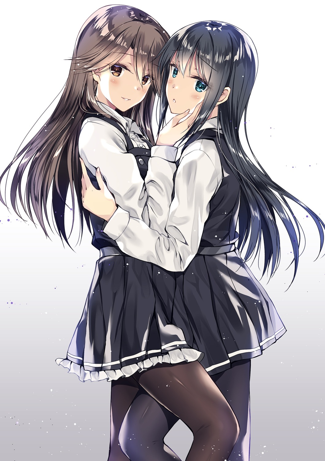 arashio_(kancolle), asashio_(kancolle), kantai_collection, kobayashi_chisato, pantyhose, seifuku, symmetrical_docking, yuri