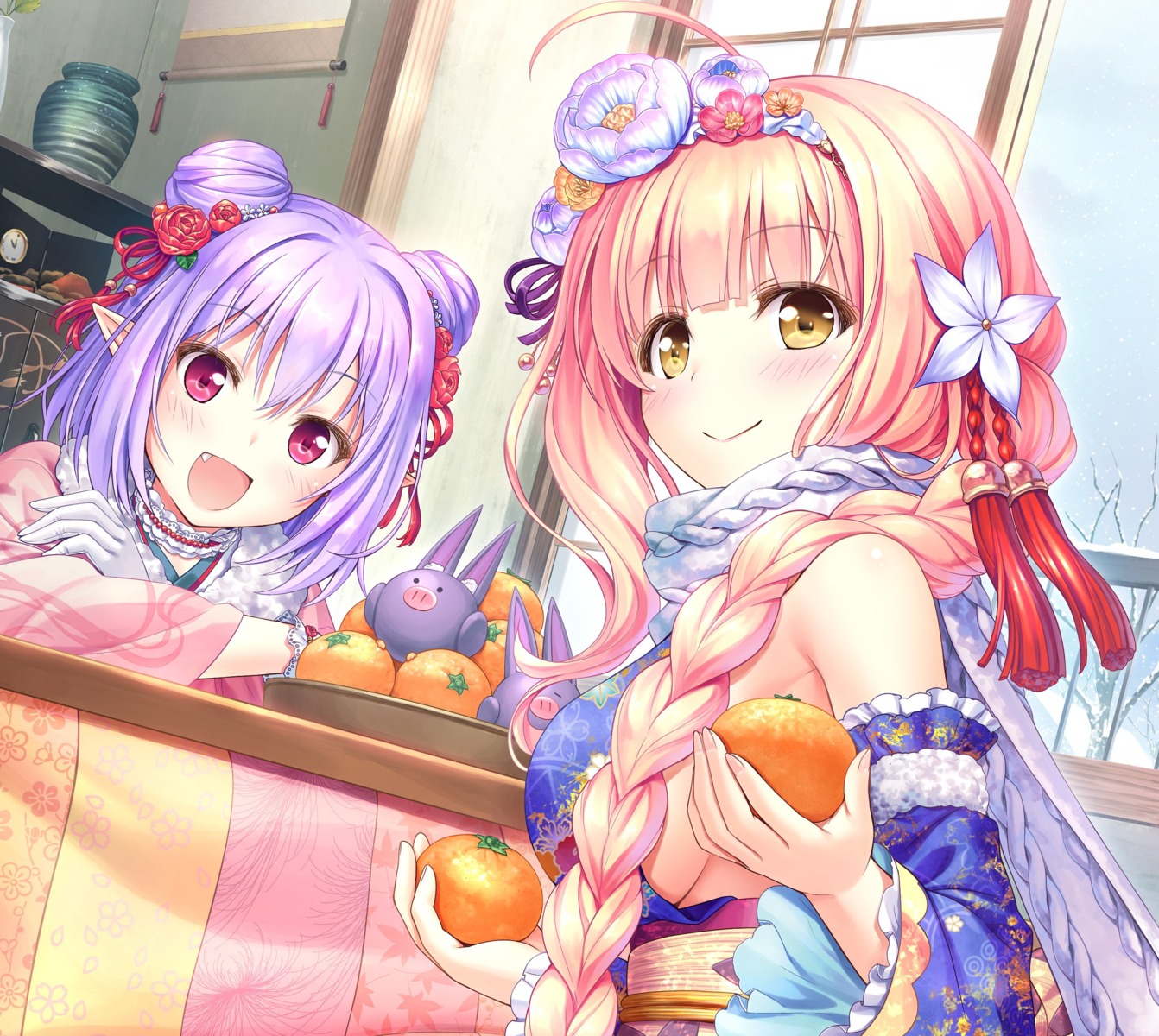 august, ayukawa_koto, dmm_games, iris_mysteria!_~shoujo_no_tsumugu_yume_no_hiseki~, japanese_clothes, natsuno_io, pointy_ears, valeria_risty_de_serbănescu