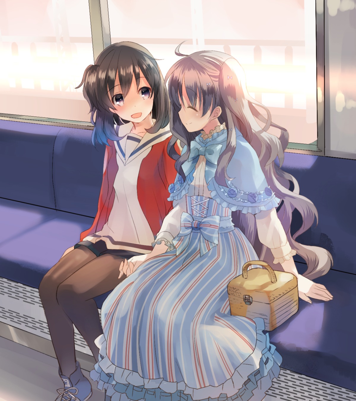 dress, kotonoha_amrilato, naruse_chisato, pantyhose, seifuku, sukerasparo, yuri