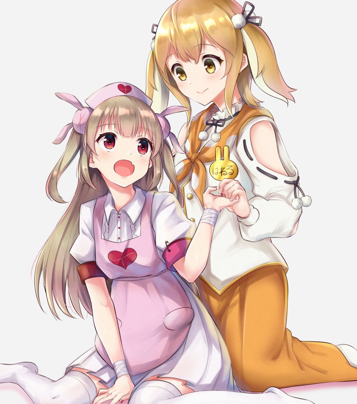 bandages, crossover, haneri, haneru_channel, inaba_haneru, indie_virtual_youtuber, natori_sana, nurse