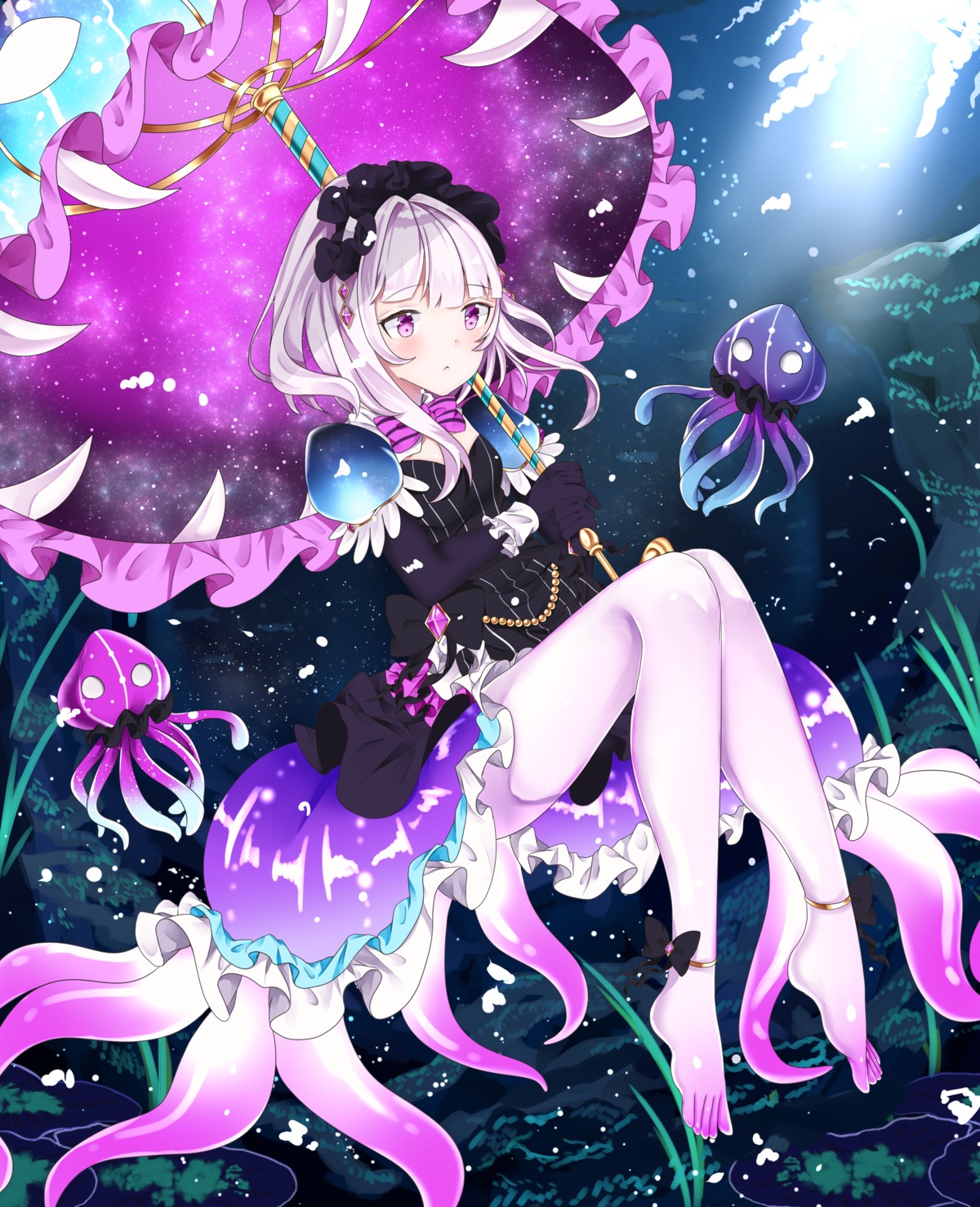 7naako5, dress, shironeko_project, umbrella