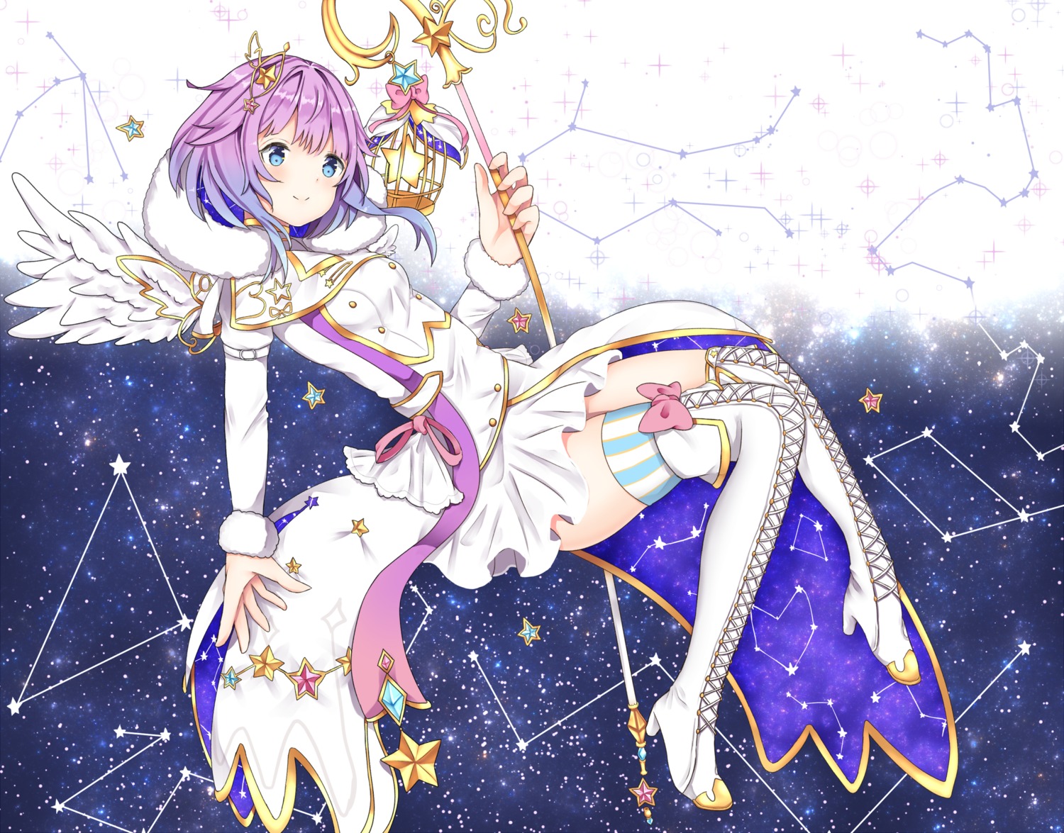 7naako5, heels, shironeko_project, thighhighs, weapon, wings