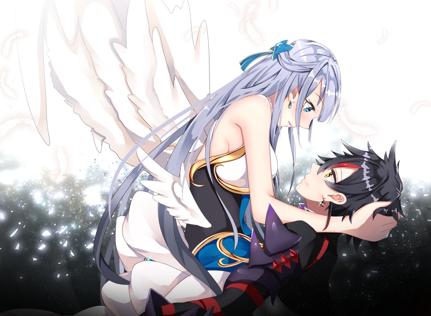 7naako5, armor, iris_(shironeko_project), prince_of_darkness_(shironeko_project), shironeko_project, shironeko_project:_zero_chronicle, wings