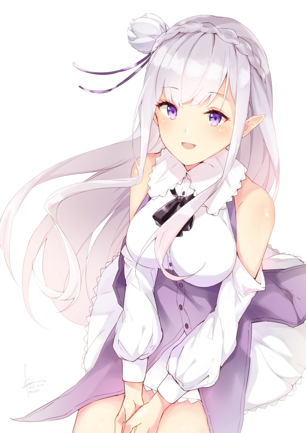 elf, emilia_(re_zero), hidaka_kouyou, pointy_ears, re:zero_kara_hajimeru_isekai_seikatsu