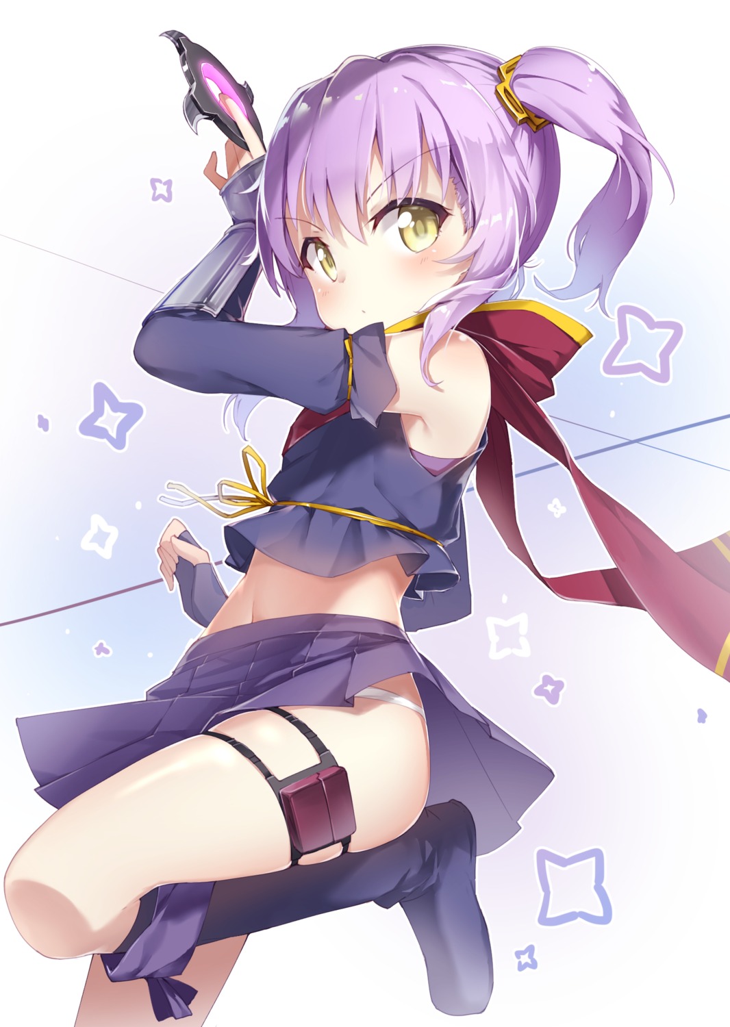 darnell, garter, heels, japanese_clothes, pantsu, release_the_spyce, sagami_fuu, skirt_lift, weapon