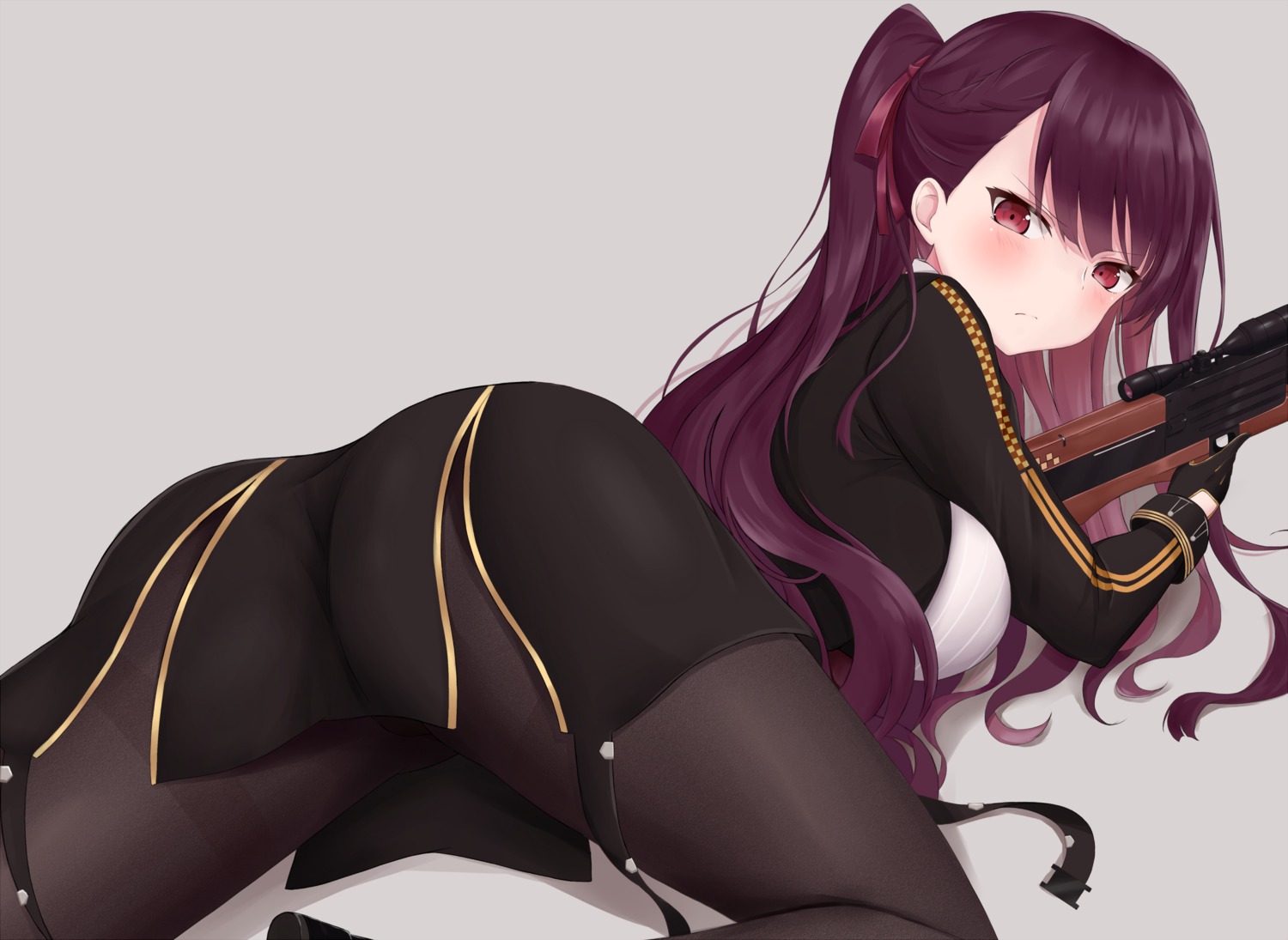 ass, girls_frontline, gun, minoshi, pantyhose, wa2000_(girls_frontline)
