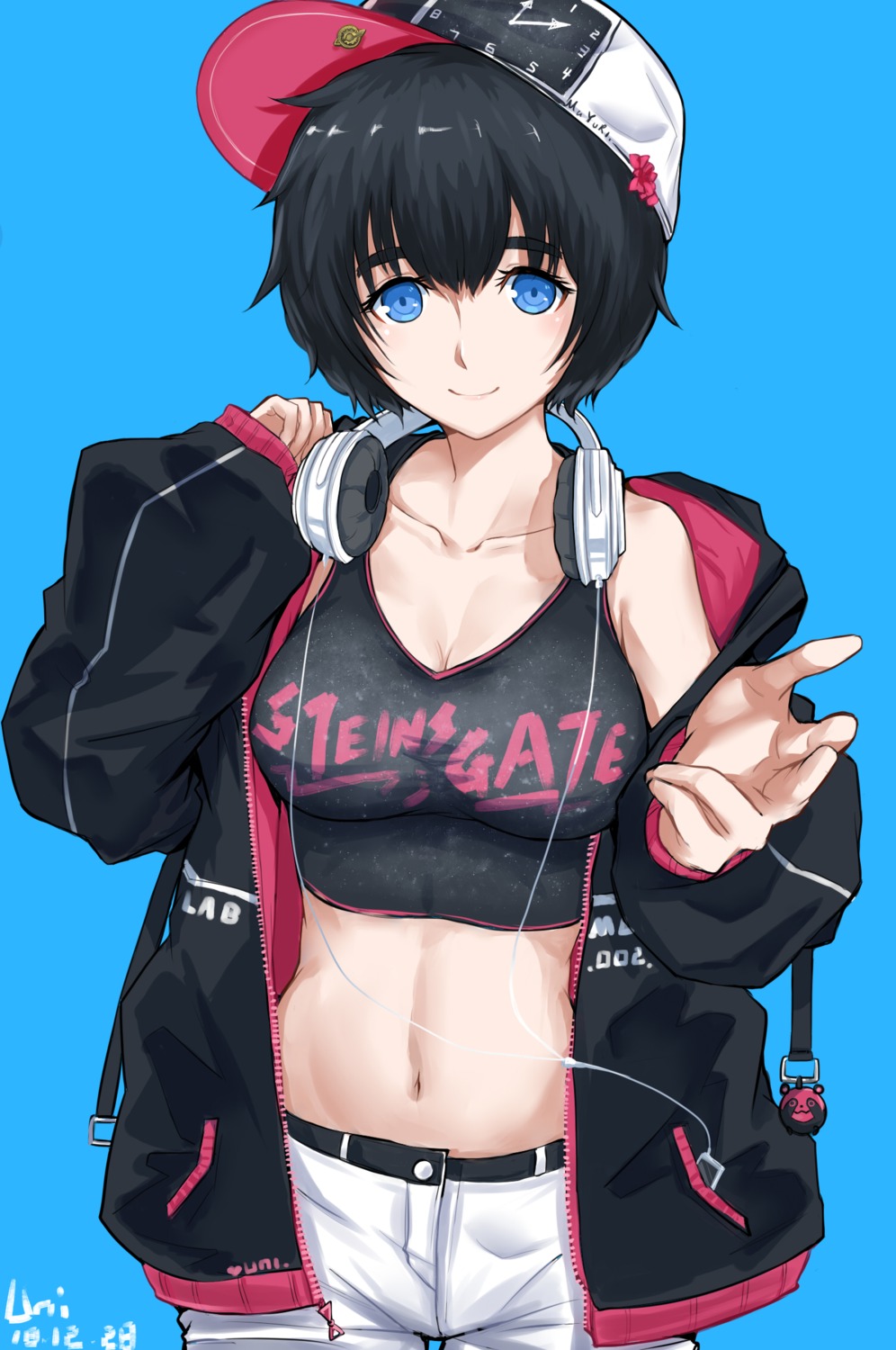 cleavage, headphones, shiina_mayuri, steins;gate, unique