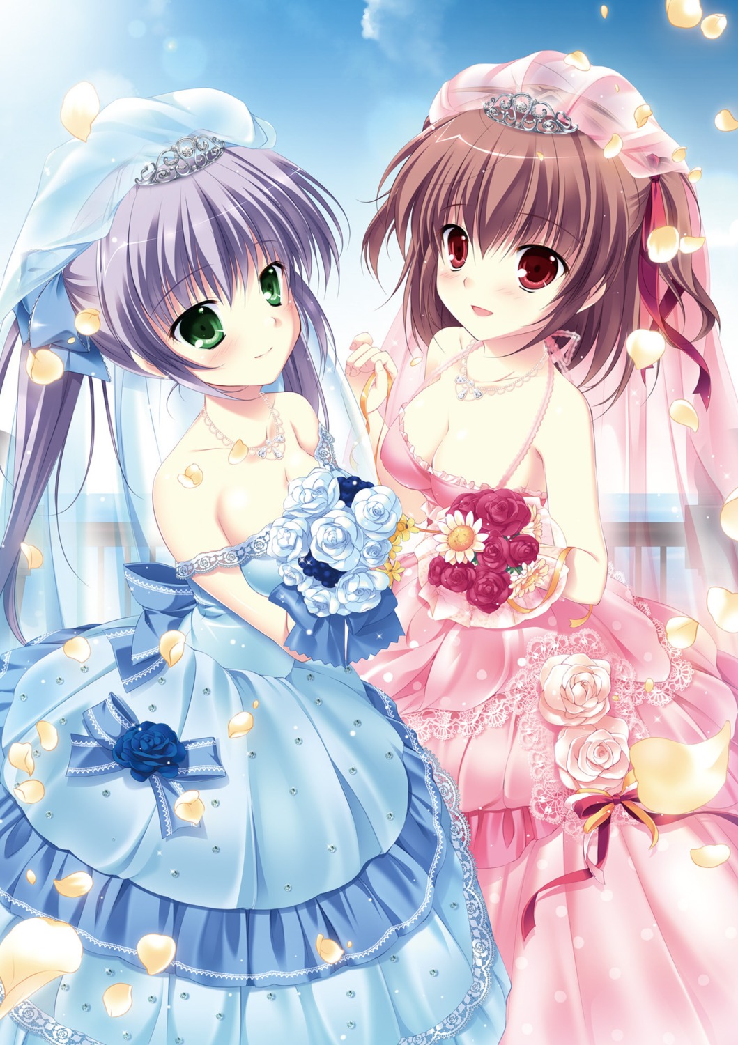 cleavage, digital_version, dress, kotono_yuuri, mikeou, root√double_-before_crime＊after_days-, toba_mashiro, wedding_dress