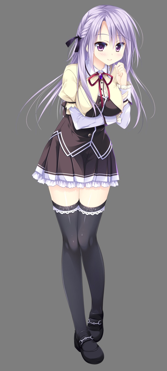 breast_hold, ensemble_(company), heels, otome_ga_musubu_tsukiyo_no_kirameki, reizei_shizune, seifuku, sesena_yau, thighhighs