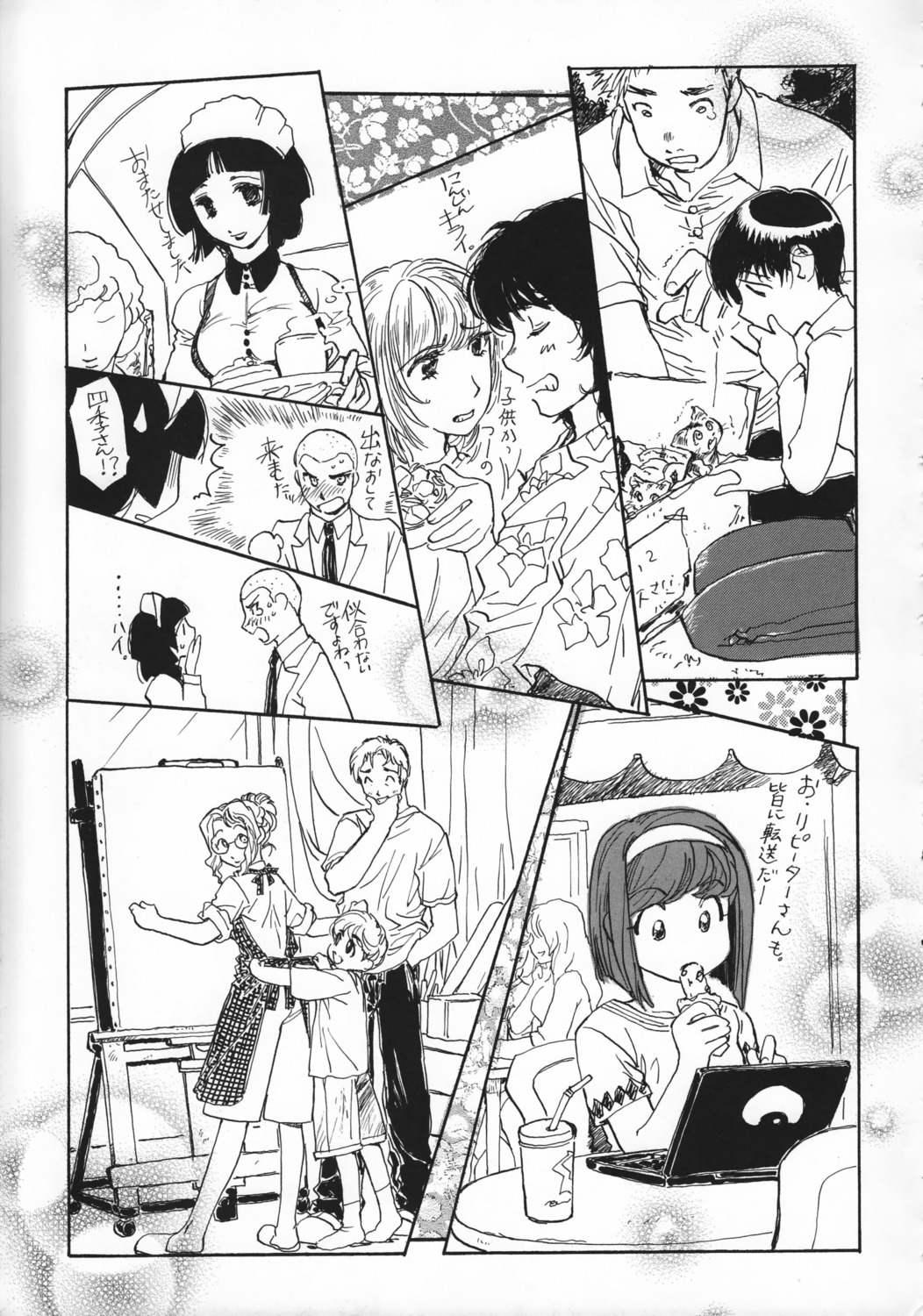 ishida_atsuko, jun-sui!_date_club, monochrome