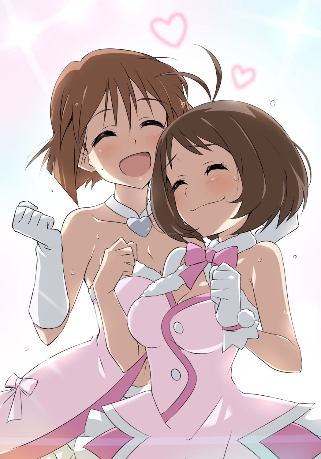 cleavage, dress, hagiwara_yukiho, hidaka_ai, the_idolm@ster, tokiani