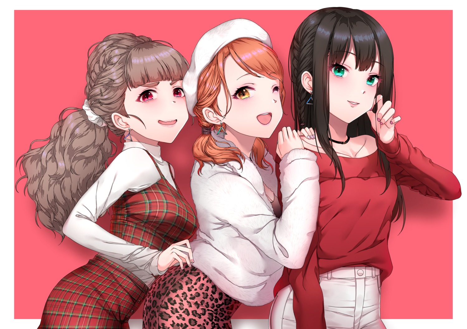 dress, houjou_karen, kamiya_nao, maou_(demonlord), shibuya_rin, sweater, the_idolm@ster, the_idolm@ster_cinderella_girls