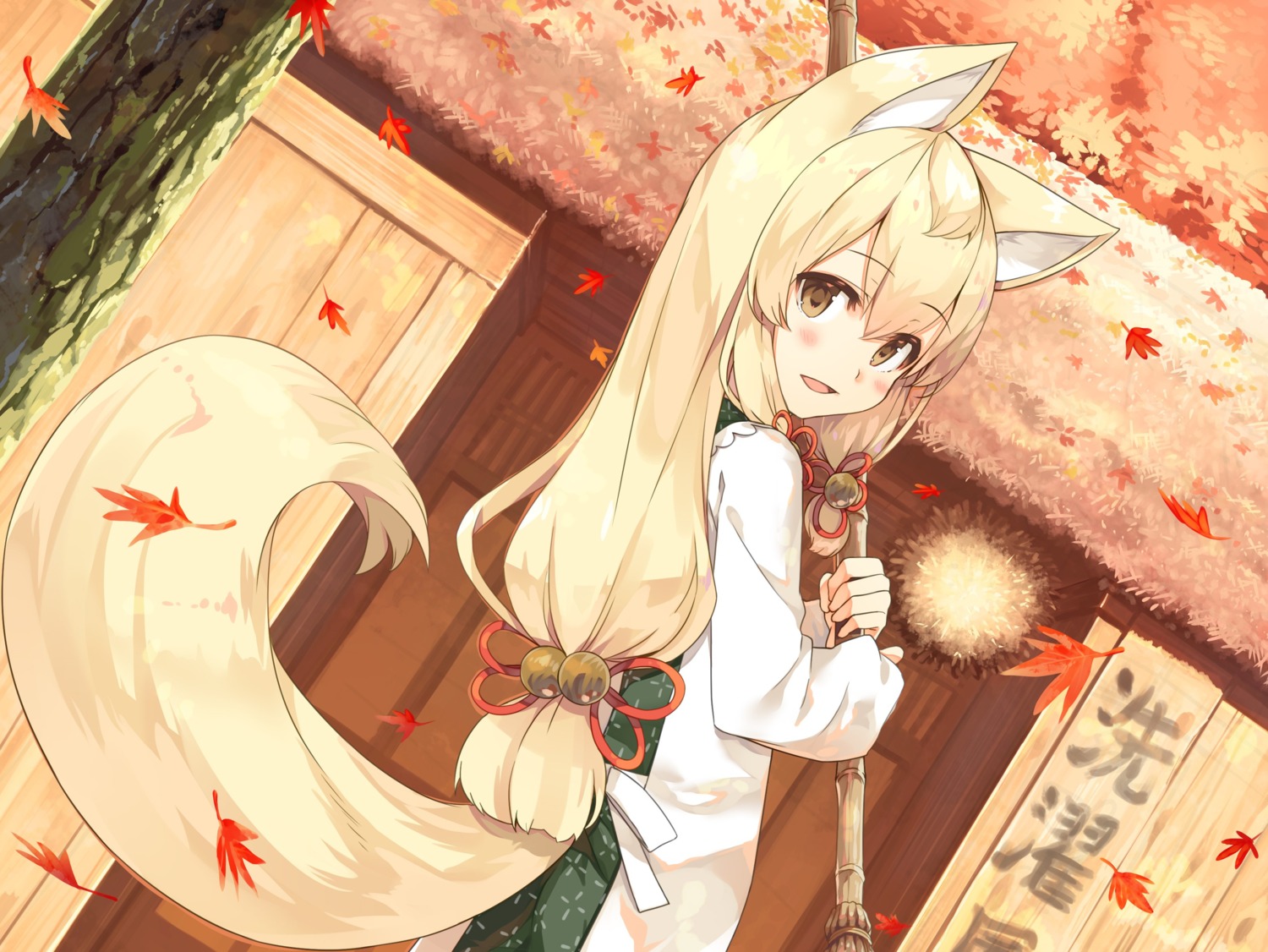 animal_ears, ayakashi_kyoushuutan, cura, japanese_clothes, tail, whisp