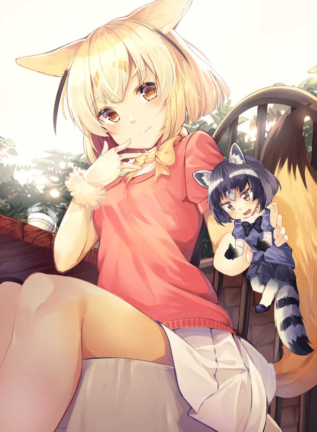 animal_ears, animal_ears_(artist), chibi, common_raccoon, fennec_(kemono_friends), kemono_friends, tail