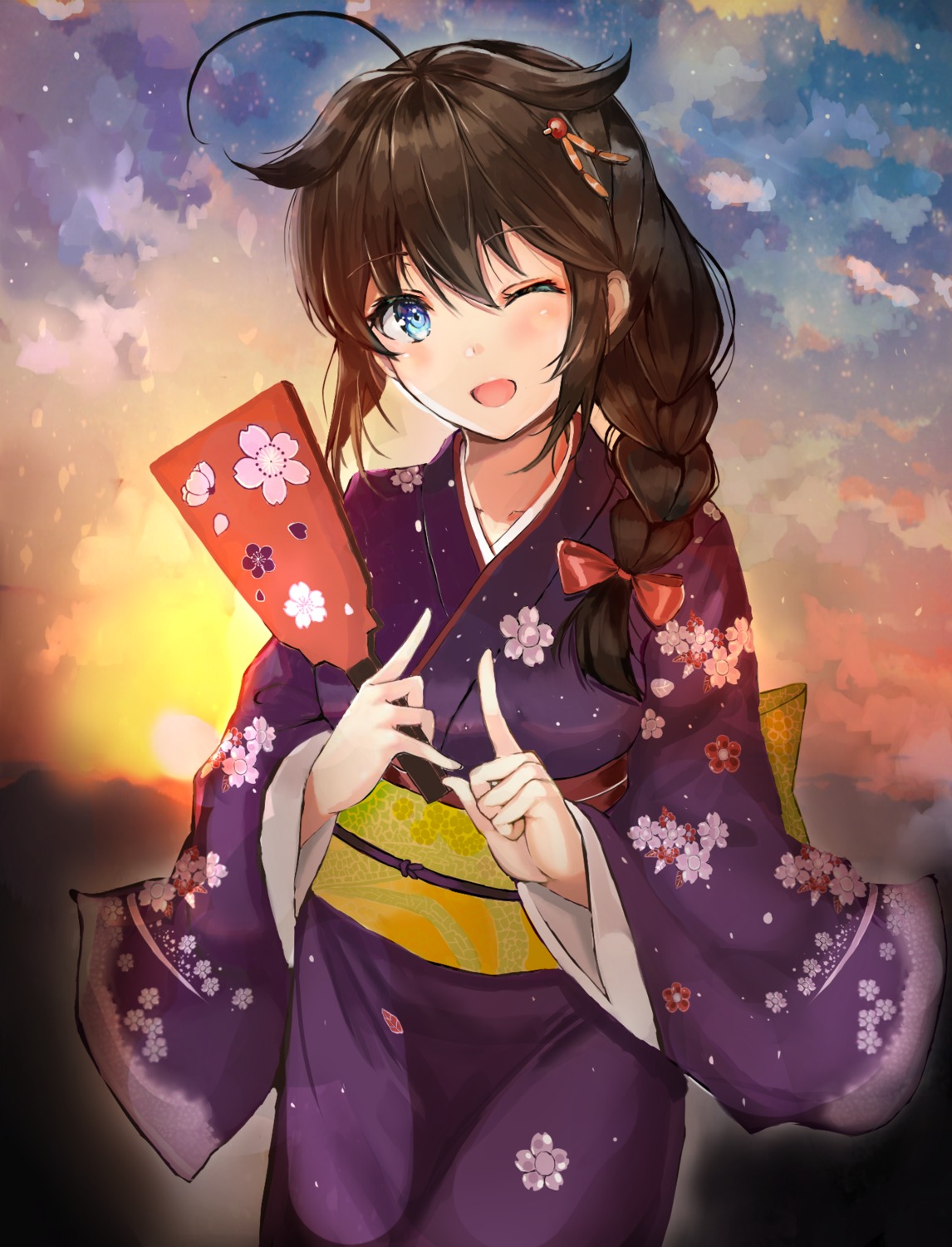 eriyama, kantai_collection, kimono, shigure_(kancolle)