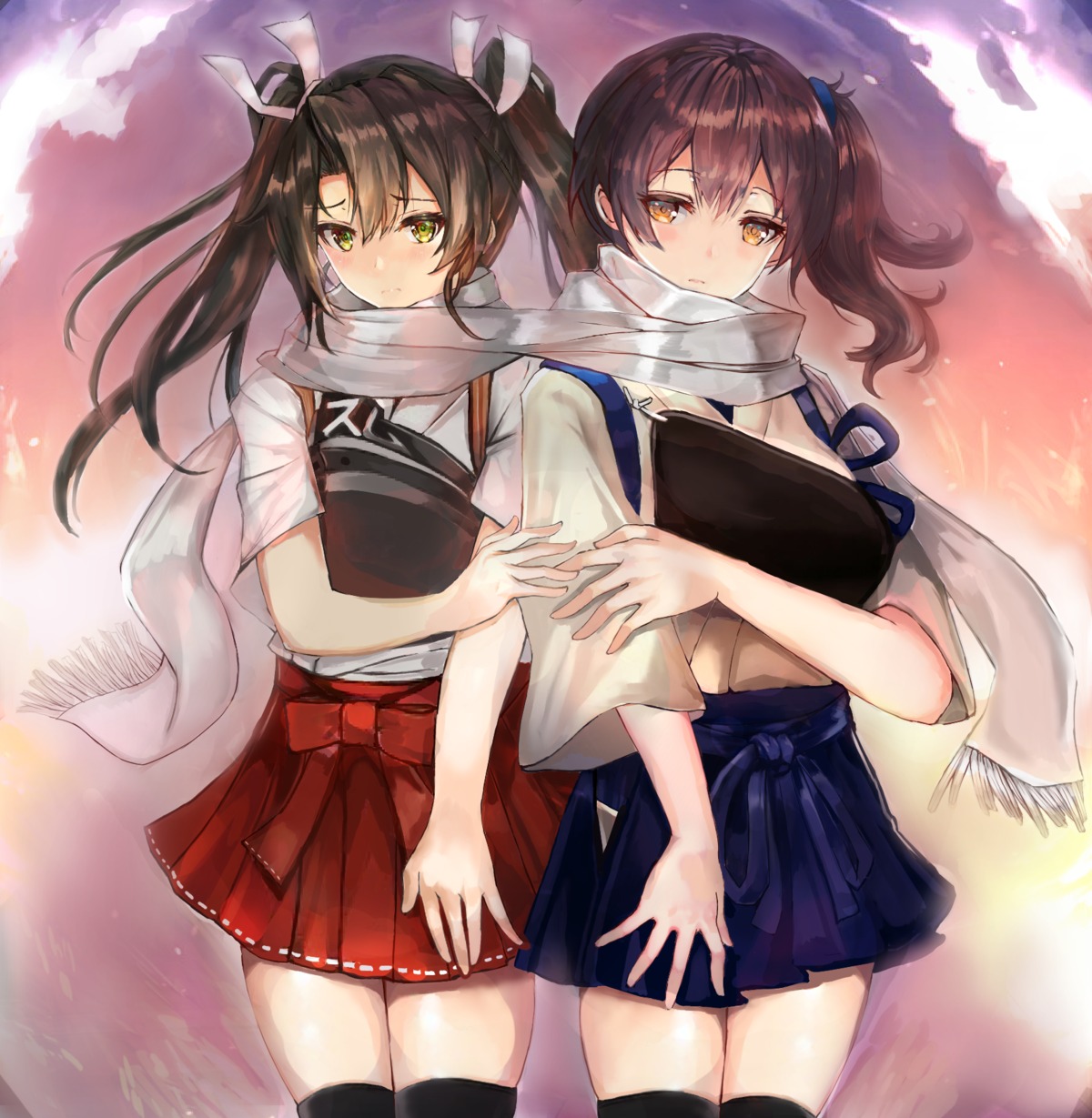 armor, eriyama, kaga_(kancolle), kantai_collection, thighhighs, zuikaku_(kancolle)