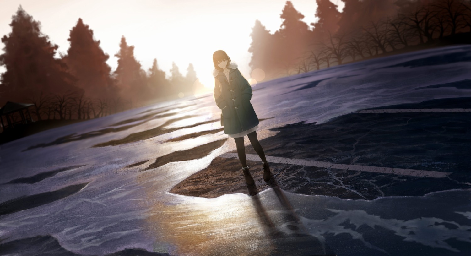 gensuke_(ryun), landscape, pantyhose
