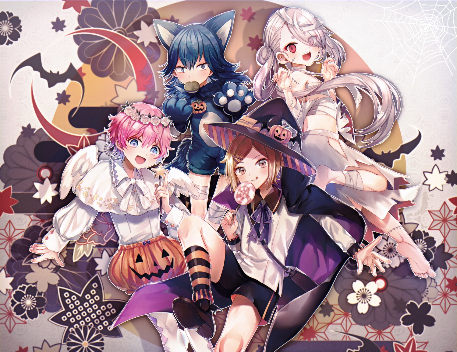 abandon_ranka, akita_toushirou, animal_ears, bandages, halloween, heels, houchou_toshirou, ima-no-tsurugi