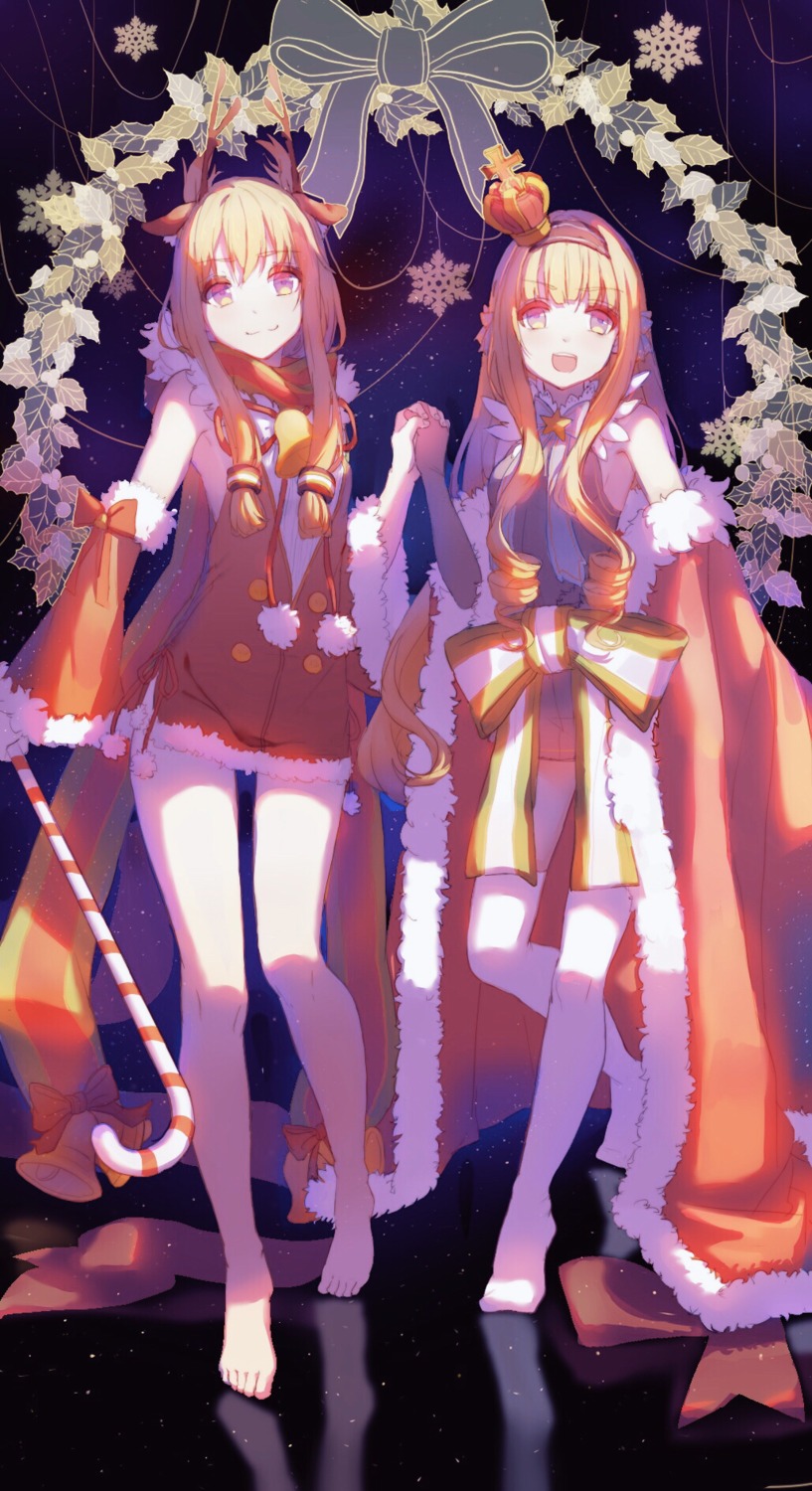 animal_ears, azur_lane, bekko, christmas, dress, horns, queen_elizabeth_(azur_lane), thighhighs, warspite_(azur_lane)