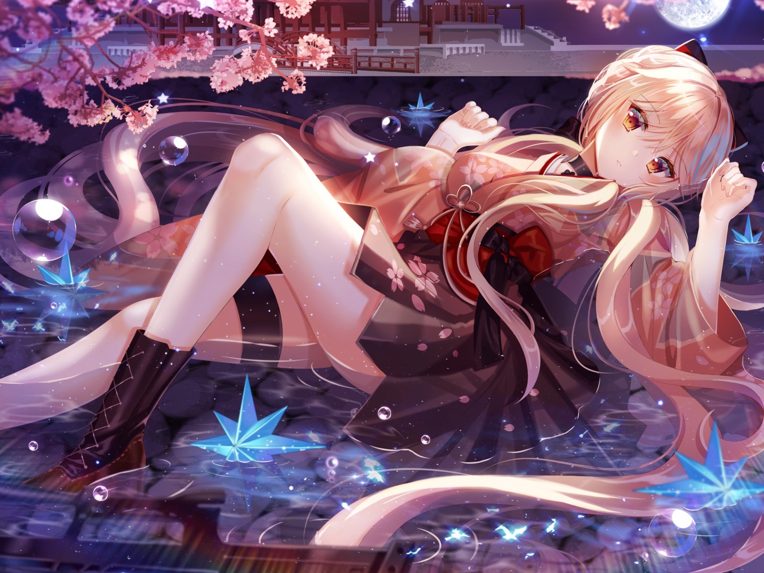 ecu8080, garter, girls_frontline, heels, japanese_clothes, ots-14_(girls_frontline), wet