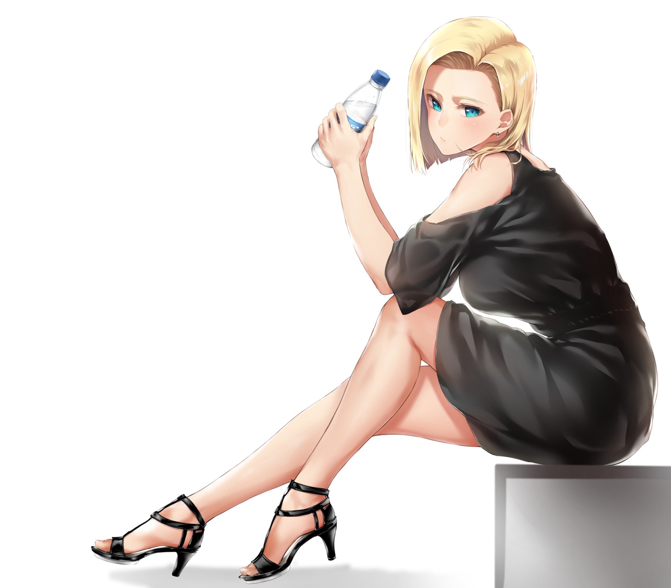 android_18, dragon_ball, dragon_ball_z, dress, heels, khanka_shui