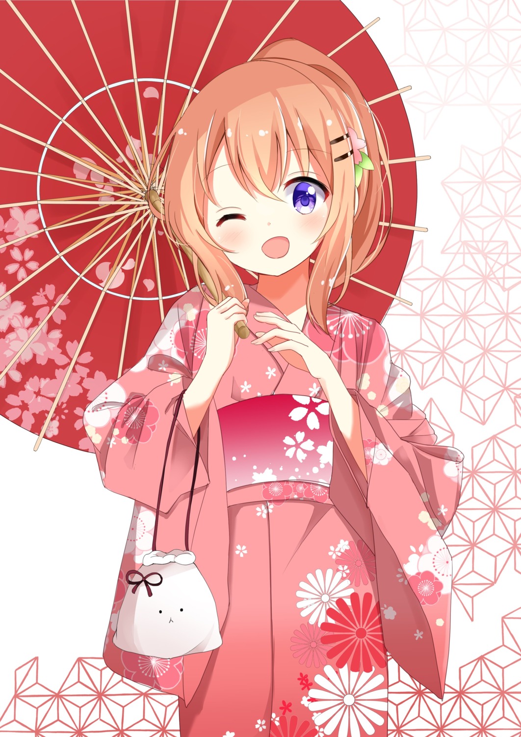 gochuumon_wa_usagi_desu_ka?, hoto_cocoa, kimono, kousaka_nobaku, umbrella