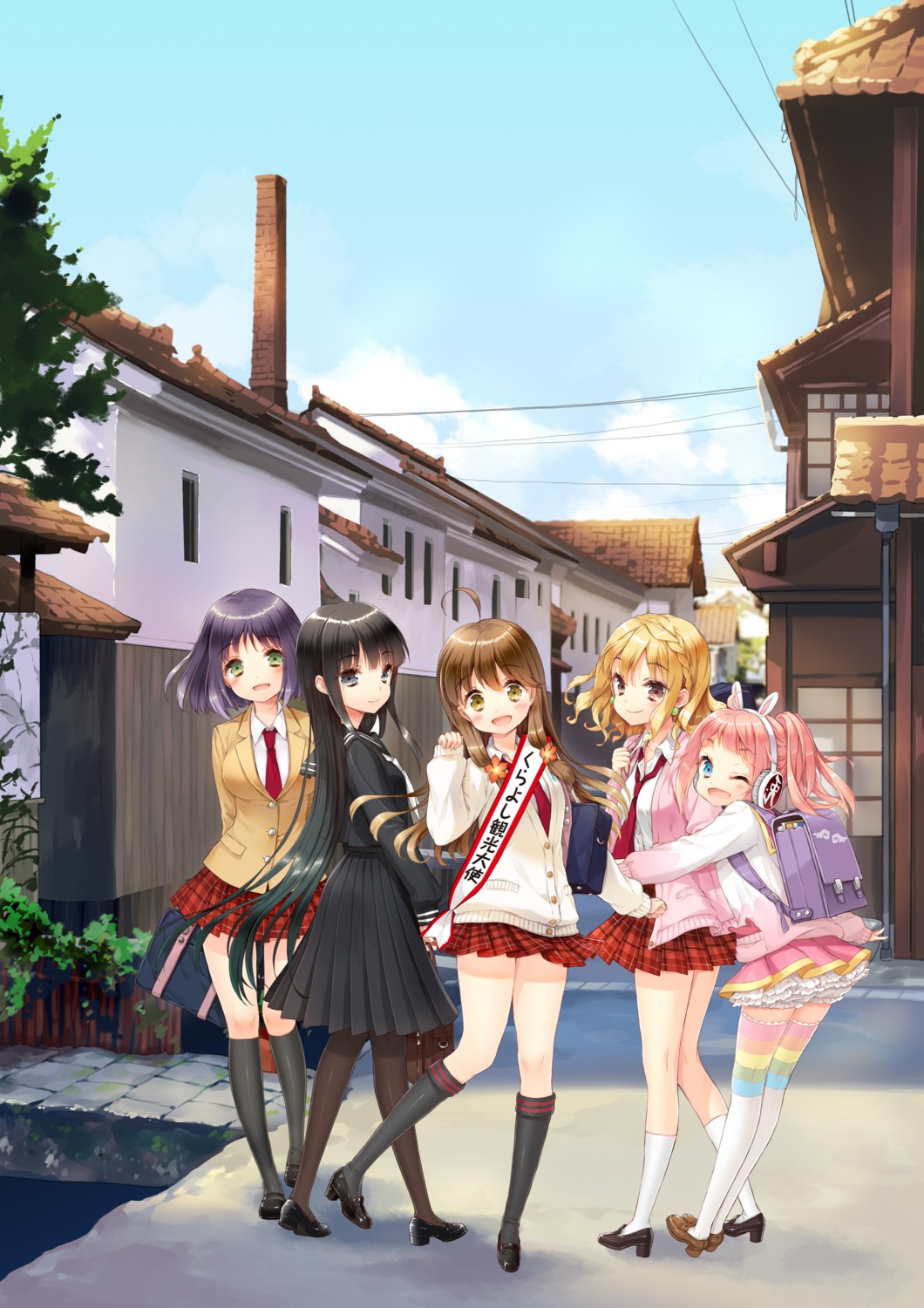 animal_ears, bunny_ears, cuteg, heels, hinabita, izumi_ibuki, kasuga_sakiko, landscape