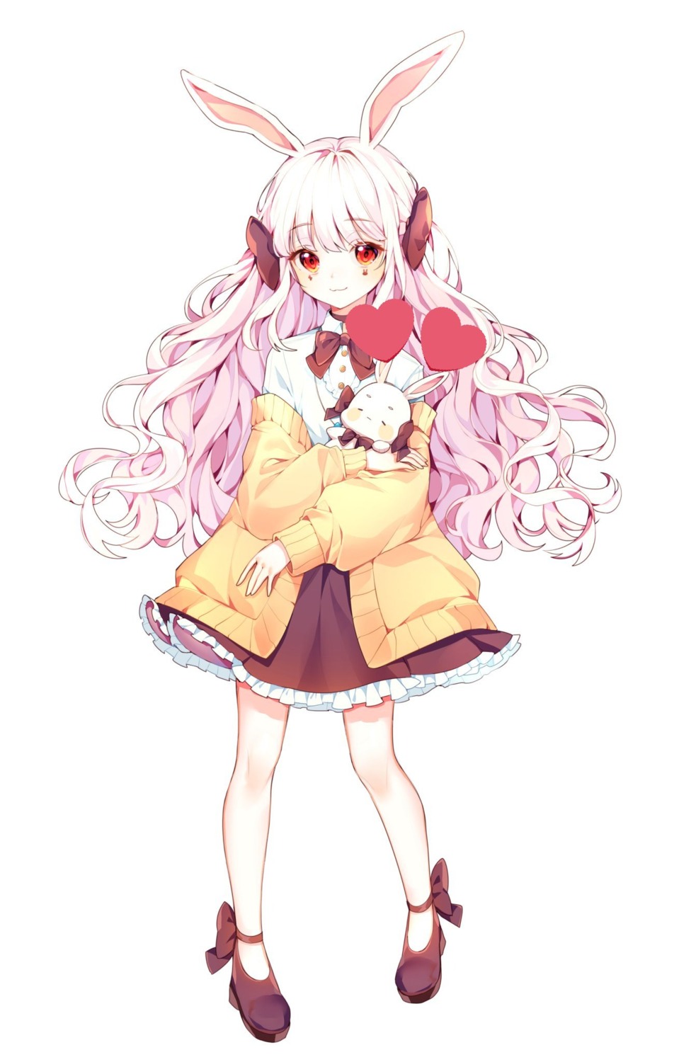 animal_ears, bunny_ears, ha_youn, heels, sweater